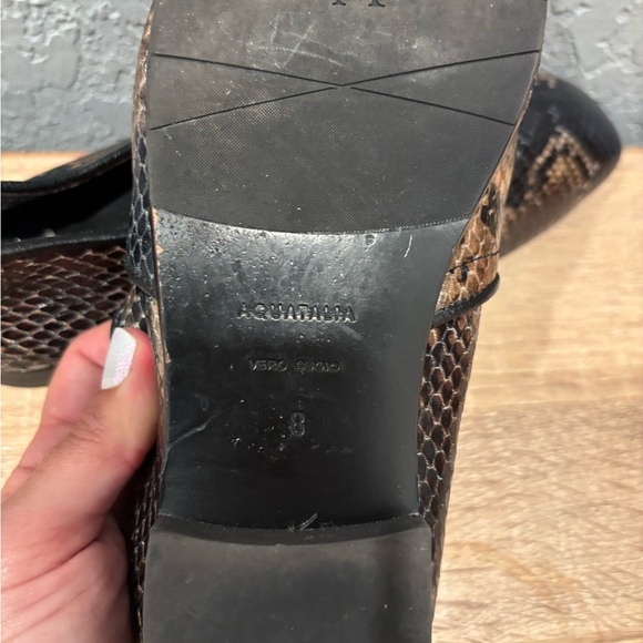 Aquatalia “Revy” Soft Nappa Flats Snakeskin Print Leather Italian Loafer Sz 8 - Picture 7 of 7